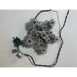 Vintage Silver Garland Small Star 11 Light Christmas Tree Topper